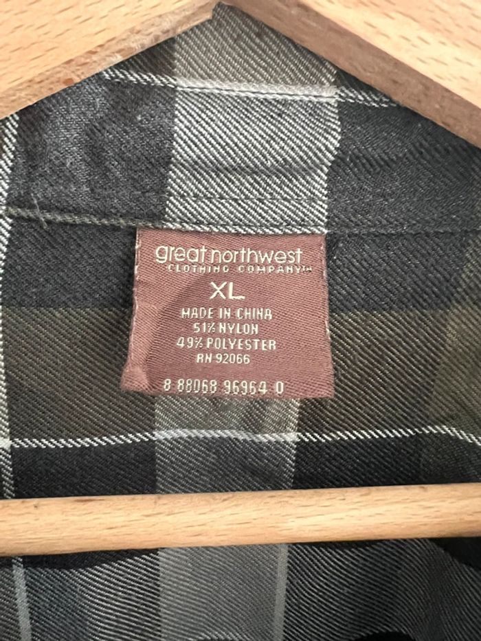 Chemise Great Northwest ( vintage dressing ) coton / flanelle taille XL couleur noir gris & kaki - photo numéro 3
