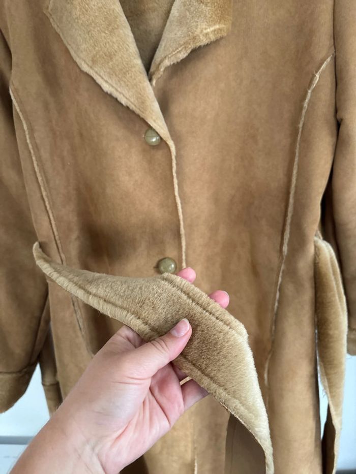 Manteau long fausse fourrure et daim Taille XL - photo numéro 4
