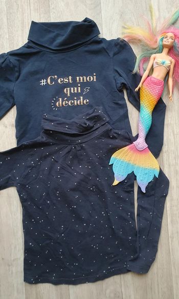 Lot de 2 hauts tee shirt manche longue 4 ans fille bleu nuit