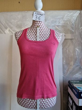 Débardeur, rose,en coton, longueur 53cm, marque Bizzbee =4€