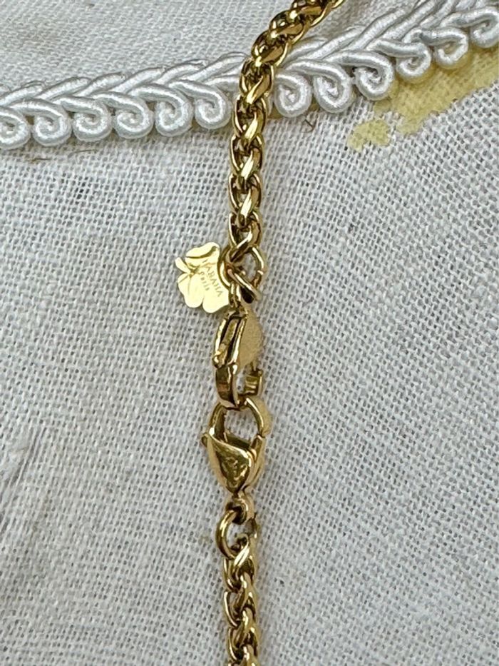 Collier sautoir réglable trèfle croix perles naturelles pompon xl acier inoxydable or habaha Paris - photo numéro 3