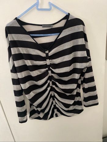 Pull fin noir et argenté