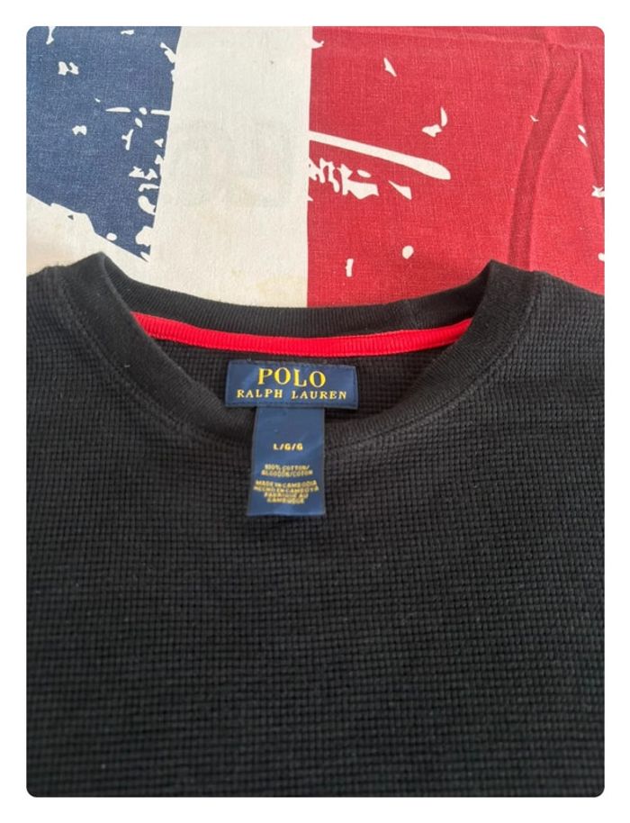 Sweat Ralph Lauren noir nid d’abeille cavalier rouge taille M/L - photo numéro 4