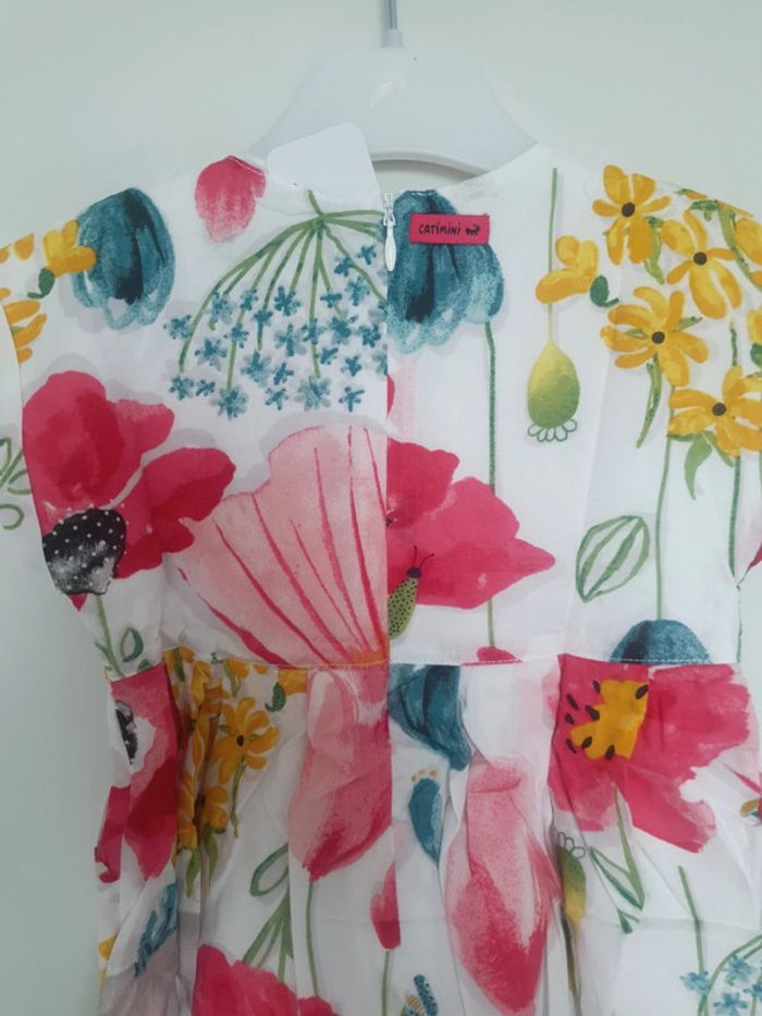 Robe florale sans manche forme trapèze noeud sur le milieu 2 ans catimini - photo numéro 4