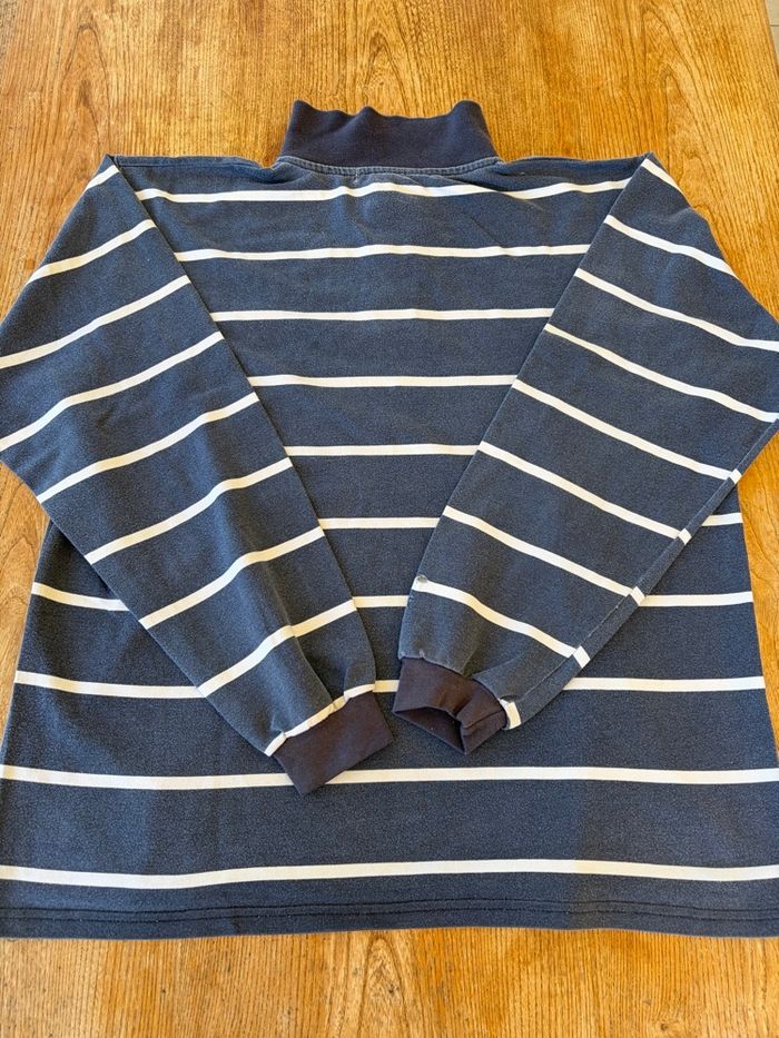Polo Lacoste vintage bleu rayé manches longues - col montant – M - photo numéro 7