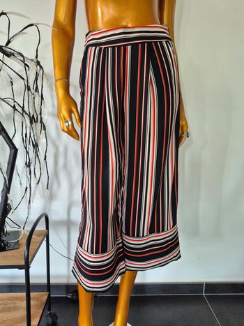 Pantalon Large Court Femme Noir avec Rayures Taille XL/42