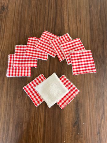 Lot 10 carrés cotons lavables réutilisables