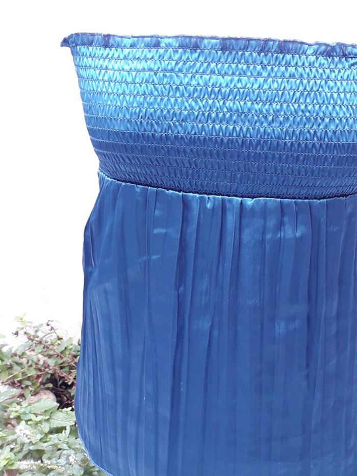 Top bustier satiné vert émeraude sans bretelles - photo numéro 2