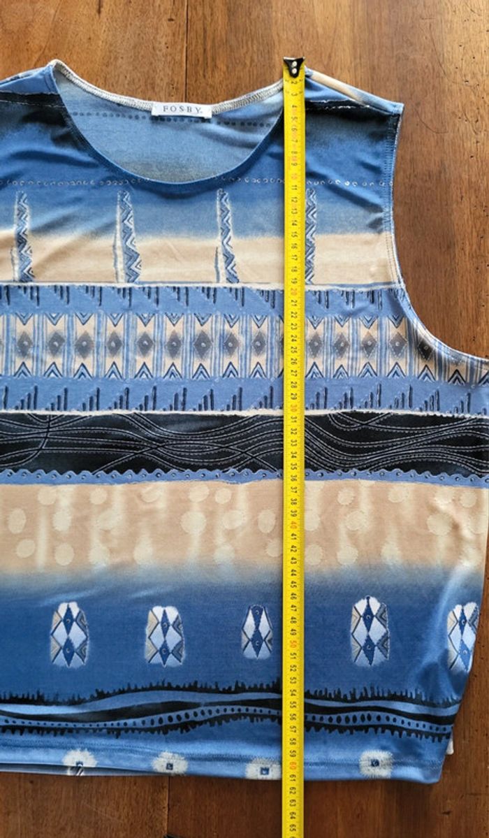 Débardeur à motifs bleu beige irisé Fosby Taille 46 - photo numéro 10
