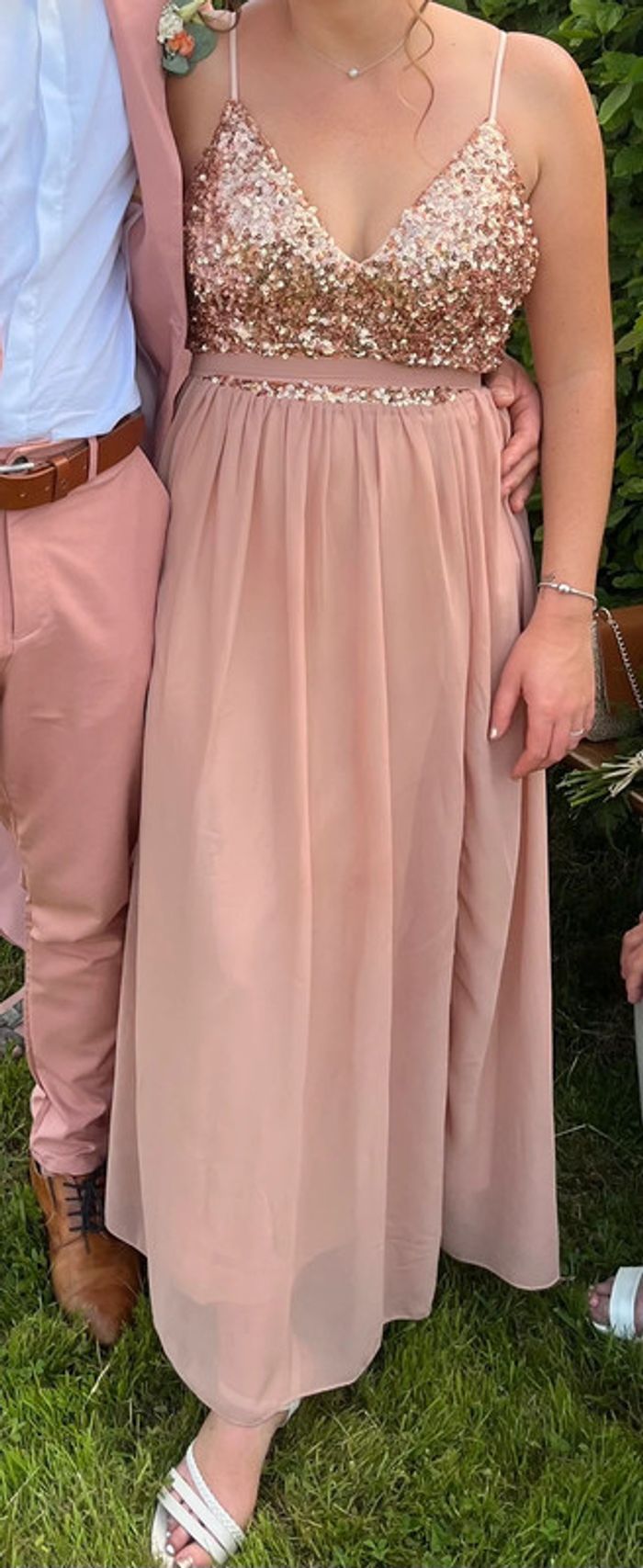Robe demoiselle d’honneur mariage rose beige