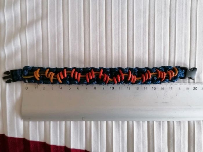 Bracelet en corde et cuir fermeture avec clip - photo numéro 2
