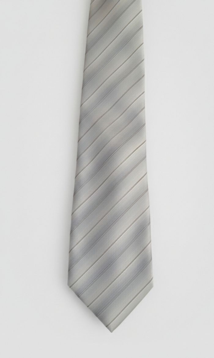 Cravate rayée gris polyester