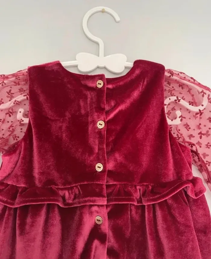 Robe en velours bordeaux et manches en tulles 6 mois - Sergent Major - photo numéro 5