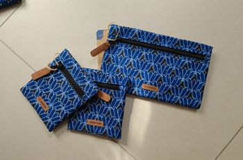 Lot de 3 pochettes cabaïa noir bleu argenté