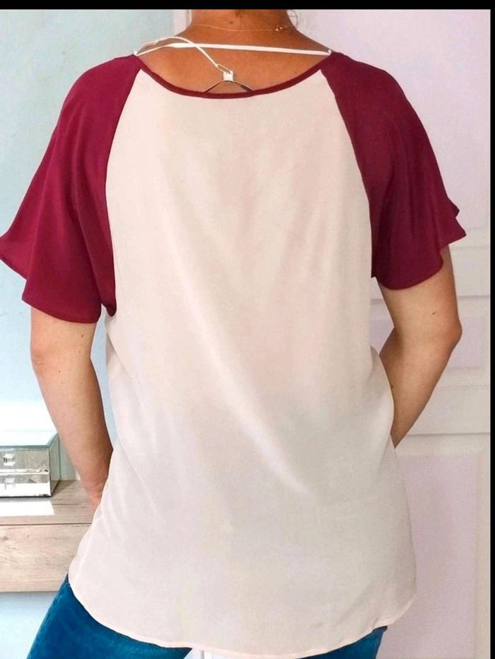 T-shirt  fluide mousseline  100% soie  - Gérard  Darel  -  42 -  Neuf  étiquette - photo numéro 4
