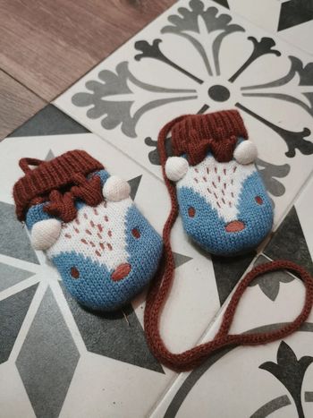 Très jolis gants Moufle Bébé Sergent Major Taille 1 cerf animal cerf marron bleu blanc
