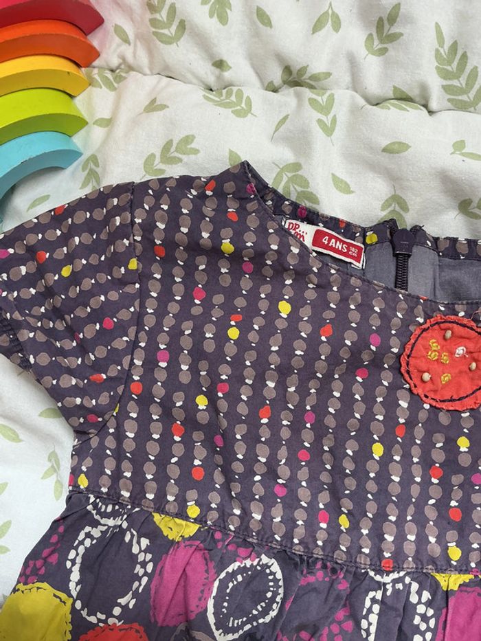 robe violet motifs multicolore du pareil au même 4 ans manches courtes - photo numéro 5