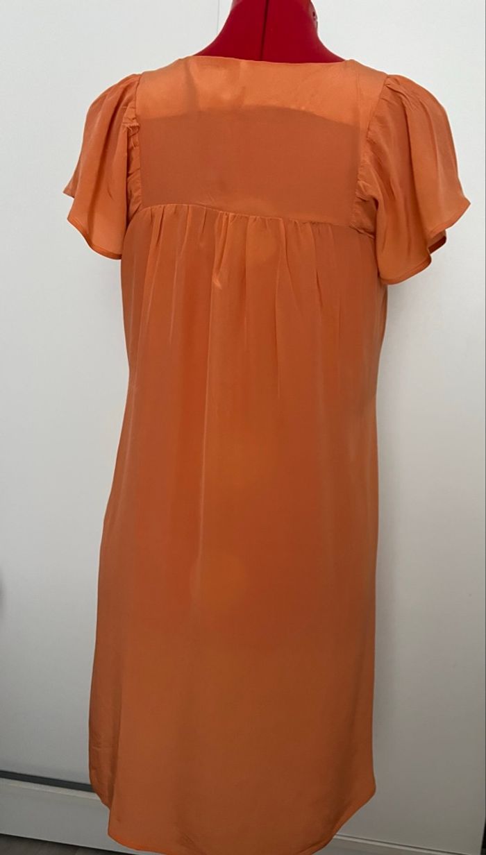 Robe courte col carré en soie orange Good Look - photo numéro 3