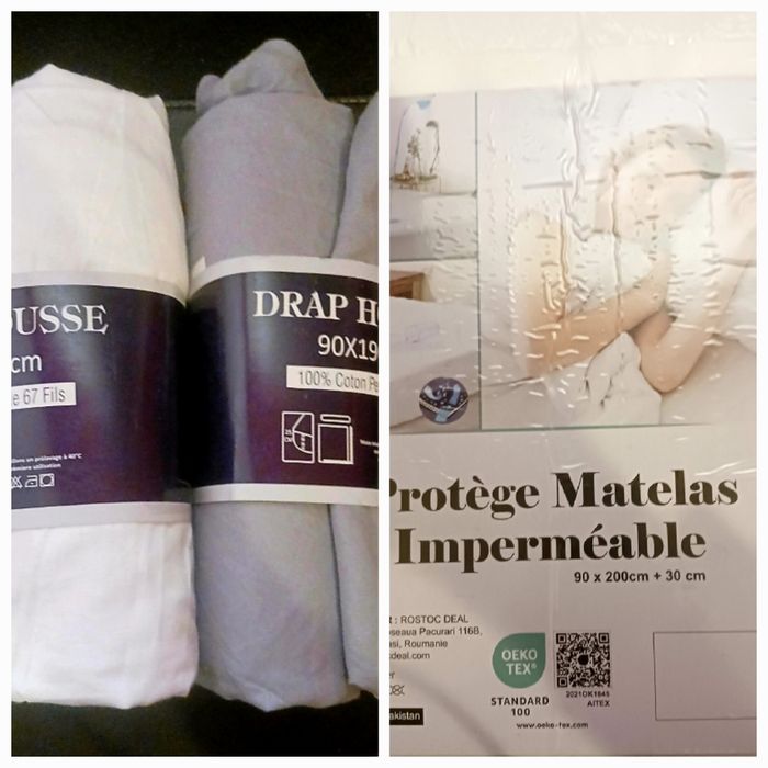 2 draps housse + protège matelas