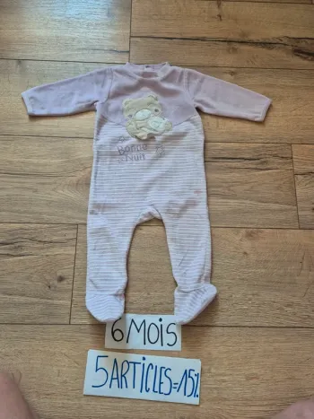 Pyjama violet doux “Bonne nuit”  Ourson Gemo 🌙🧸