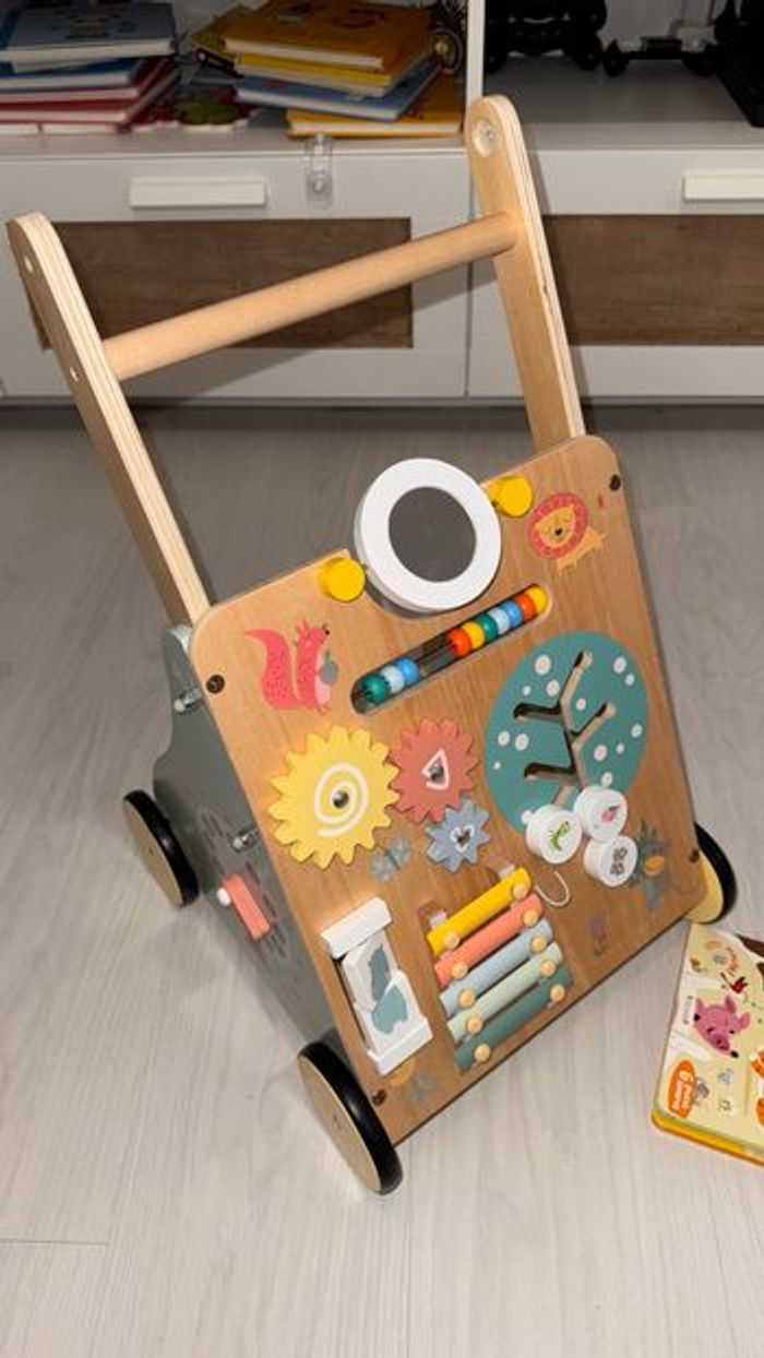 Trotteur Bébé en Bois, Chariot de Marche Bebe en Bois, - photo numéro 3