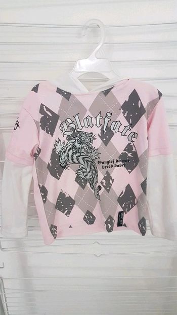 Tee shirt manches longues rose motif tigre