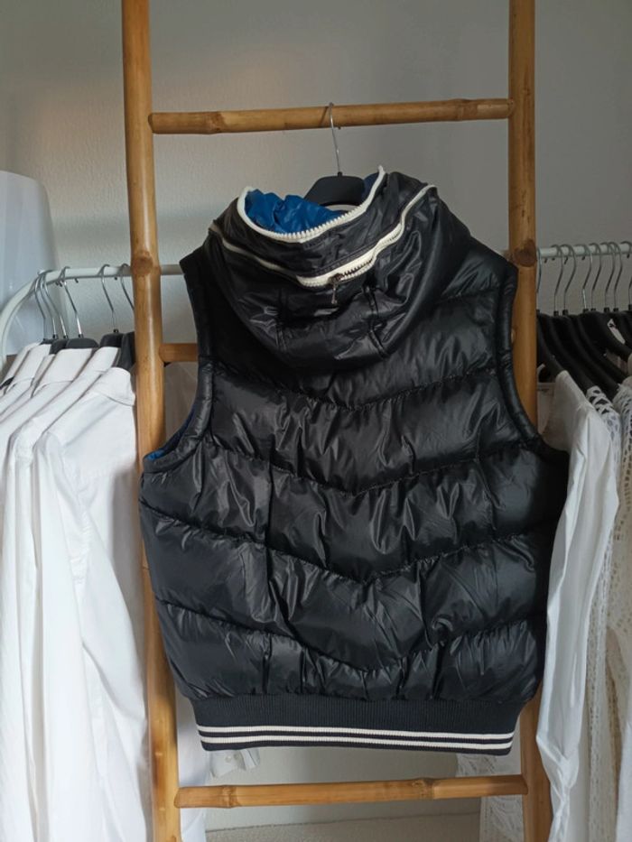 Veste doudoune sans manches réversible à capuche bleu / noir DLN Star taille S - photo numéro 4