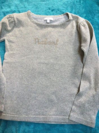 pull fin naf naf 8 ans comme neuf gris pailleté