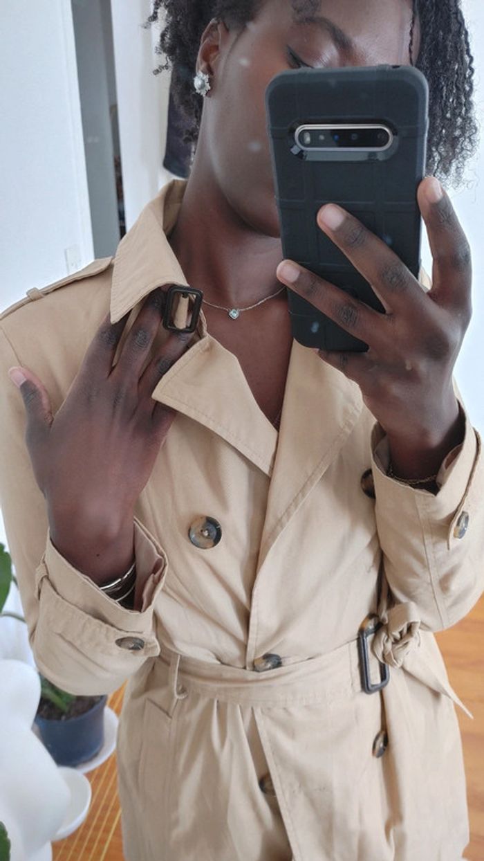 Trench couleur beige ceinture - photo numéro 4
