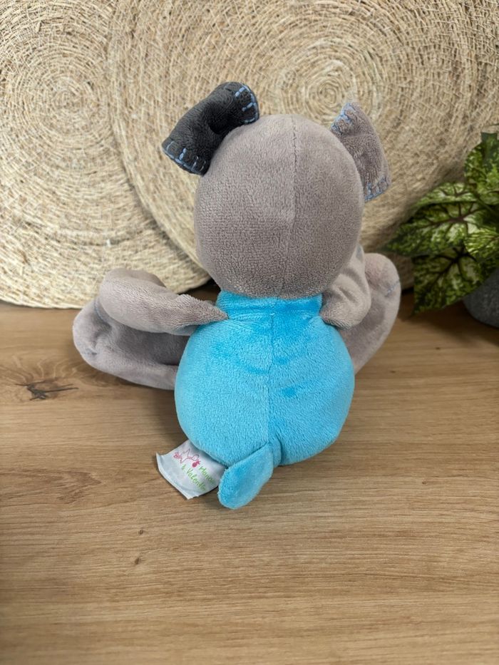 Doudou chien gris bleu vert Manon et Valentin doukidou - photo numéro 3