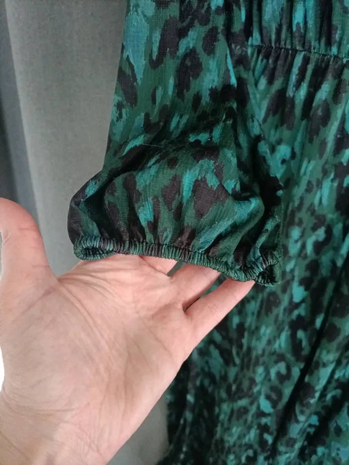 Robe longue imprimé léopard vert émeraude - photo numéro 6