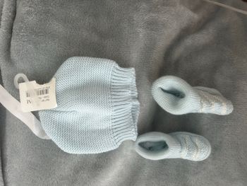 Ensemble bonnet et chausson en laine mixte bébé 