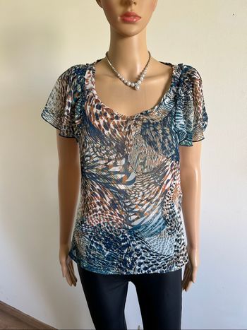 Blouse blanche et imprimée à manches courtes Morgan taille S TBE