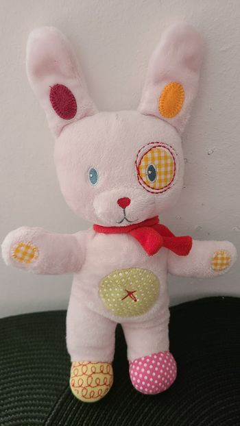 Nicotoy collection Rétro lapin rose écharpe rouge orange vert