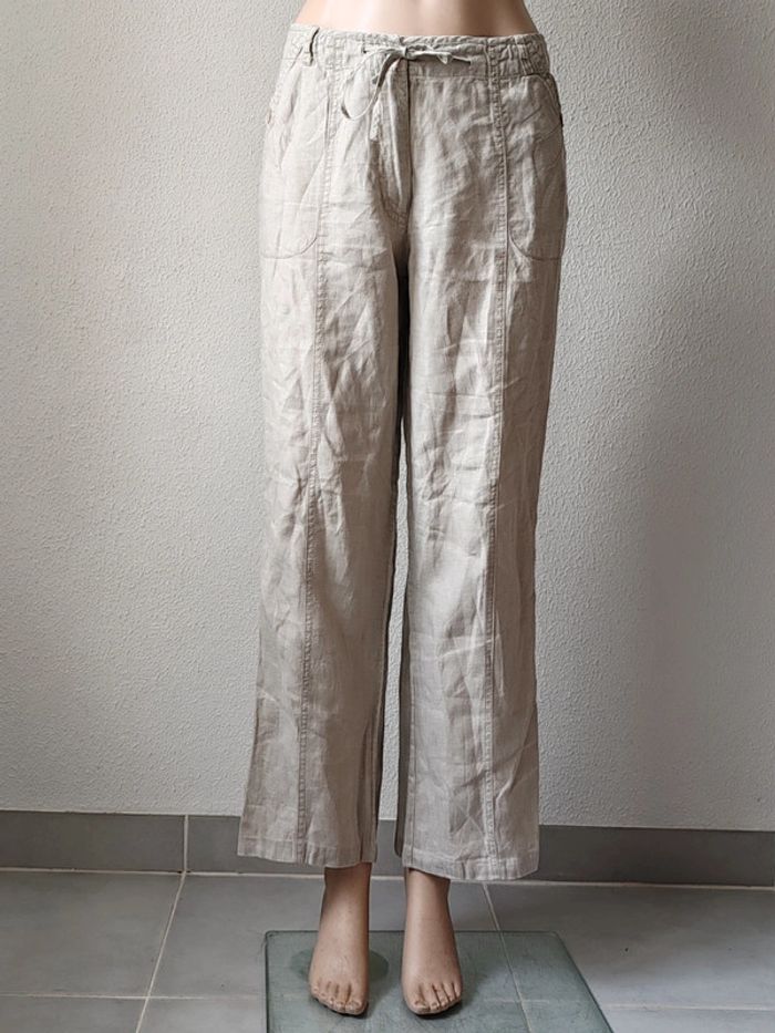 Pantalon droit en lin beige Patrice Bréal taille 40