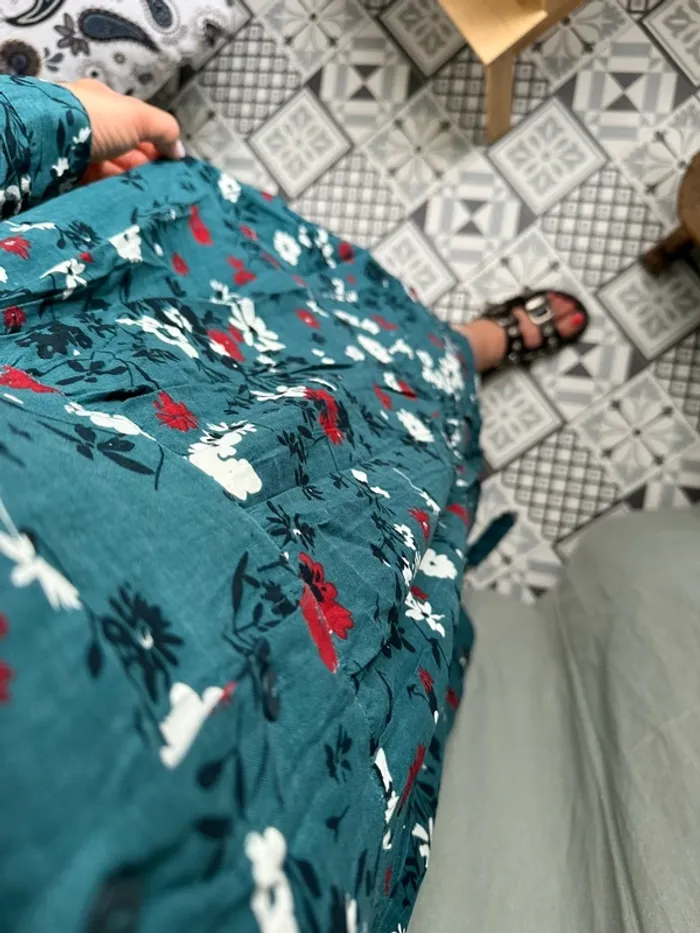 Robe longue fleurie en lin - photo numéro 3