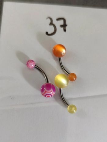 Lot de 3 piercings nombril acrylique et acier chirurgical