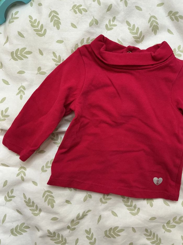 sous pull col roulé rose obaibi 1 mois - photo numéro 5