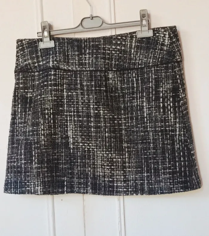 💎jupe tweed femme noir blanc t 40 camaïeu tendance