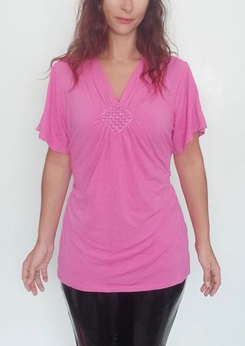 Haut long rose romantique taille unique