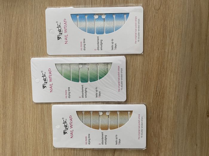 3 Lots Stickers pour ongles neuf bleu, argent, vert, or