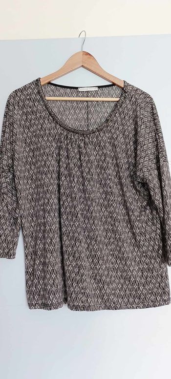 Blouse / Haut manches 3/4 col rond avec perles Armand Thiery Taille 5