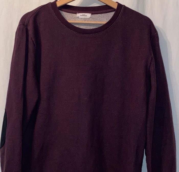 sweat prune en coton Maison Standards avec du cuir taille XS valeur 95 euros - photo numéro 2