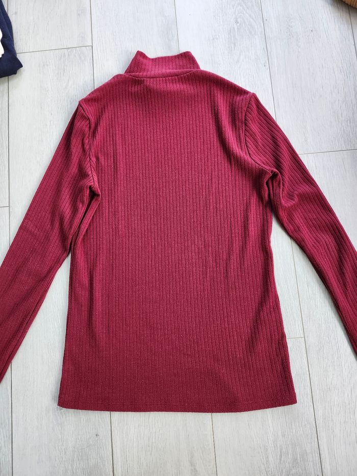 Pull col roulé Mango bordeaux taille S - photo numéro 3