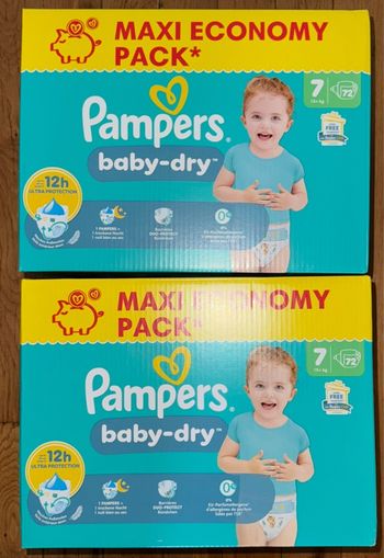 Lot de 2 cartons  de couches Pampers taille 7