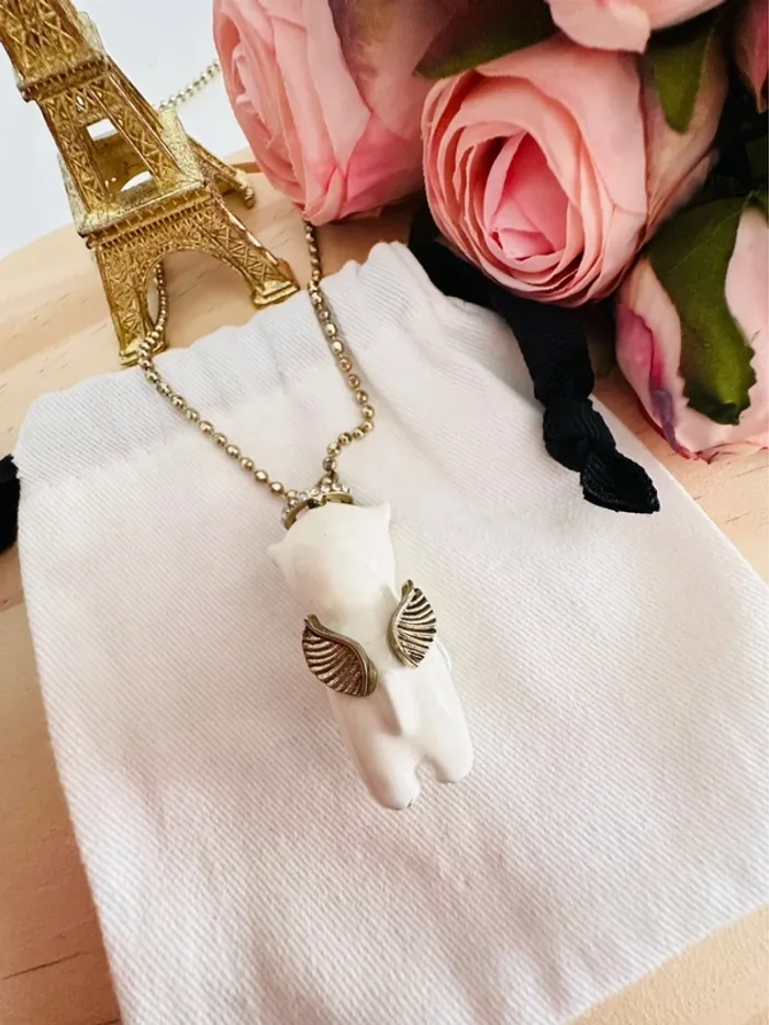 🐻Collier Betsey Johnson – Ours ange céleste - photo numéro 5