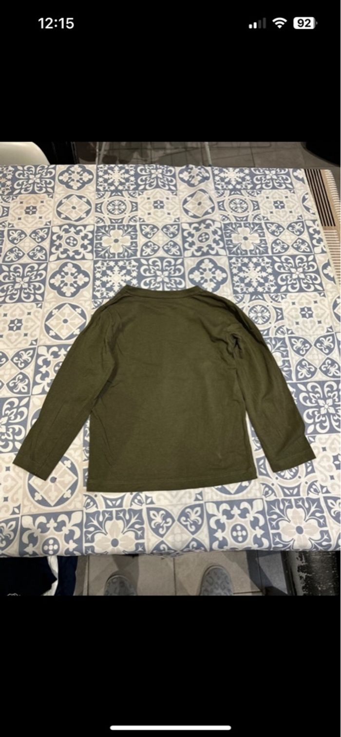 Teeshirt manches longues vert kaki moto tête de tigre 5 ans - photo numéro 4