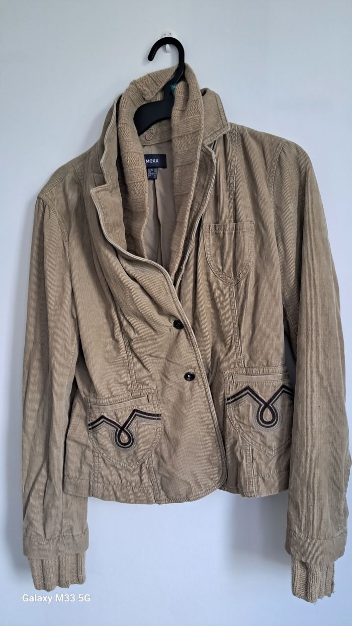 Blouson Veste Mexx Corduroy Beige Kaki Col Torsadé Taille 42 M/L - photo numéro 2