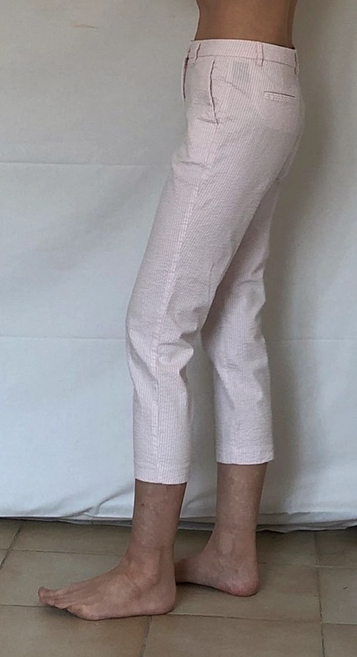 Pantalon stretch sept huitième rayures roses Benetton taille 34 neuf - photo numéro 12