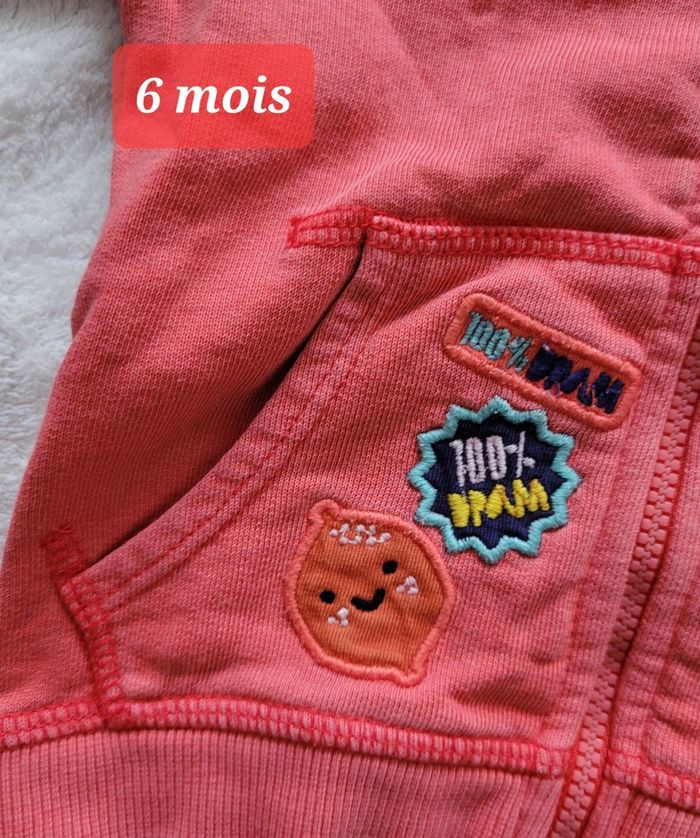 Gilet à capuche corail DPAM - 6 mois (67 cm) - photo numéro 2